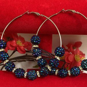 Blue Stones Hoop Earing